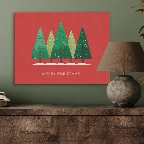 Minimalistisch - Kerstbomen - Rood - Sneeuw PET vilt klein -sfeer2