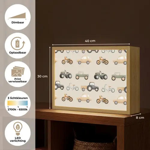 Retro - voertuigen - patroon Light Box met batterij (Wandlamp kind) middel -USP_websiteoverzichtNL