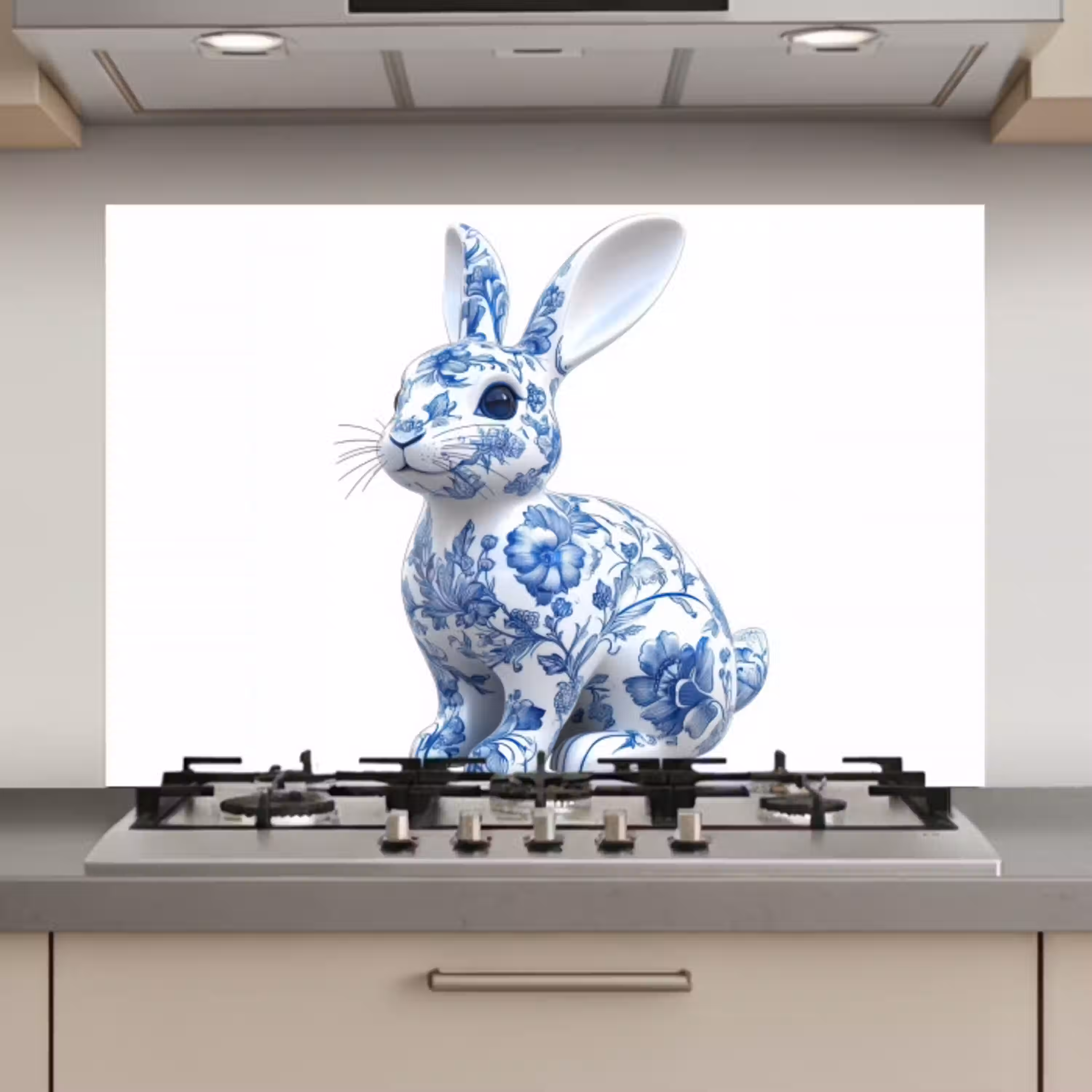 Delftsblauw - Haasje - Wit keuken achterwand spatscherm klein -3d_website