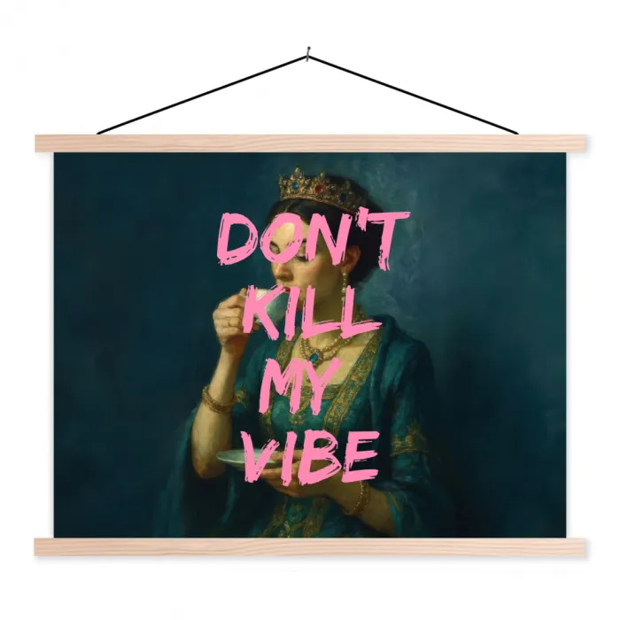 Vrouw - Portret - Kroon textielposter latten blank klein -3d
