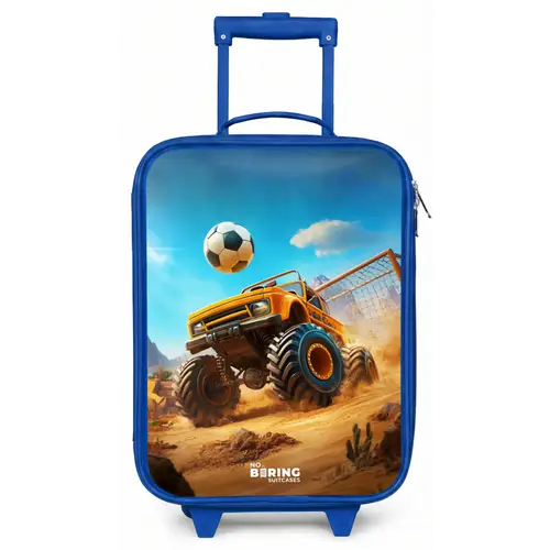 Monstertruck scoort goal in woestijnstadion Kinderkoffer - Blauw klein -zz3dotto