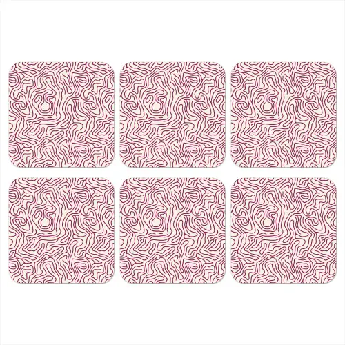 Kronkelende lijn - Magenta - Crème onderzetter kurk middel 366 -3d