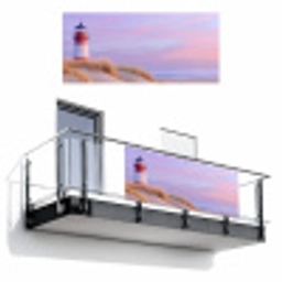 Vuurtoren - Duinen - Zonsondergang Balkonbeschermer Duitsland klein -3d