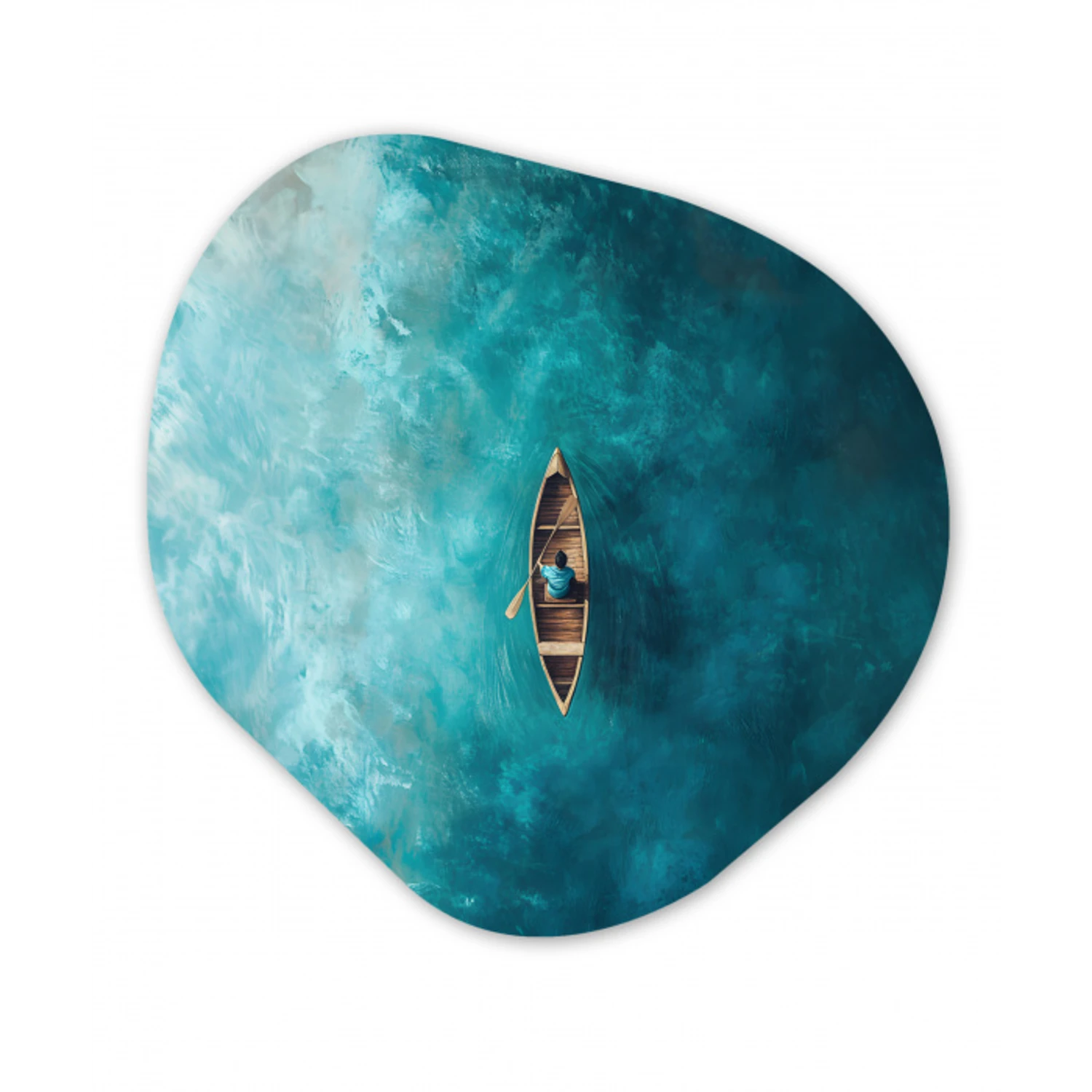 Bootje - Water - Blauw Wandcirkel Organisch Forex 3mm klein -3d