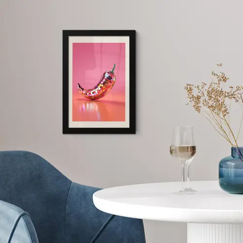 Disco - Peper - Roze fotolijst zwart zonder passe partout klein -sfeer4