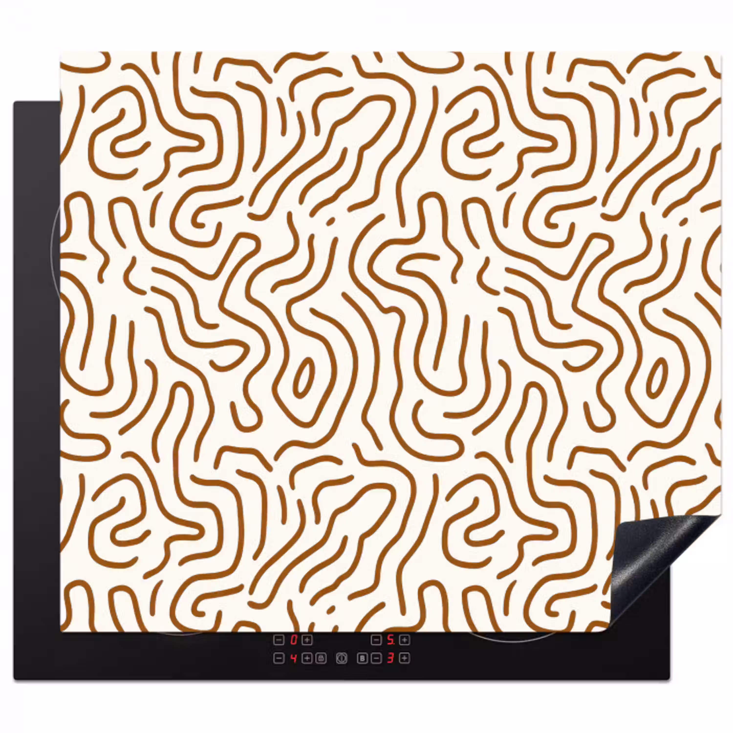 Minimalistisch - Patroon - Terracotta Inductie beschermer vinyl 3mm middel 274 -3d