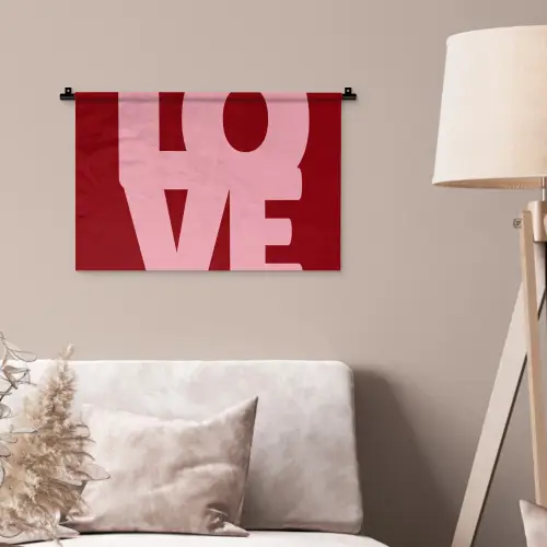 Love - Rood - Blokletters Wandkleed katoen klein -sfeer4