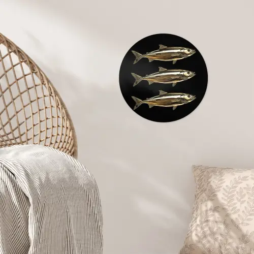 Vissen - Goud - Zwart Wandcirkel behangsticker klein -sfeer4