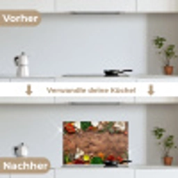 Kruiden - Groente - Rustiek keuken achterwand spatscherm klein -voor_na_DE