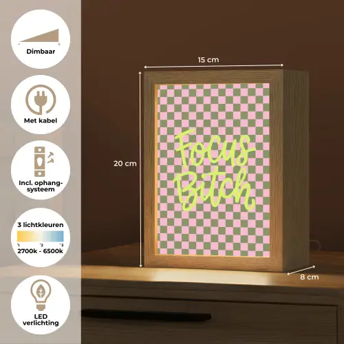 Focus - Vakken - Roze Light Box met kabel (Tafellamp) klein -USP_NL