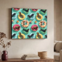 Teckels - Zwembad - Kleurrijk Textielframe zwart klein 947 -sfeer3