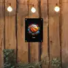 Oranje basketbal te midden van verfspetters tuinposter los doek klein -sfeer1