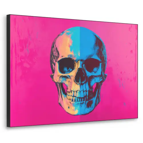 Neon - Blauw - Pop-art - Schedel Textielframe zwart klein -3d