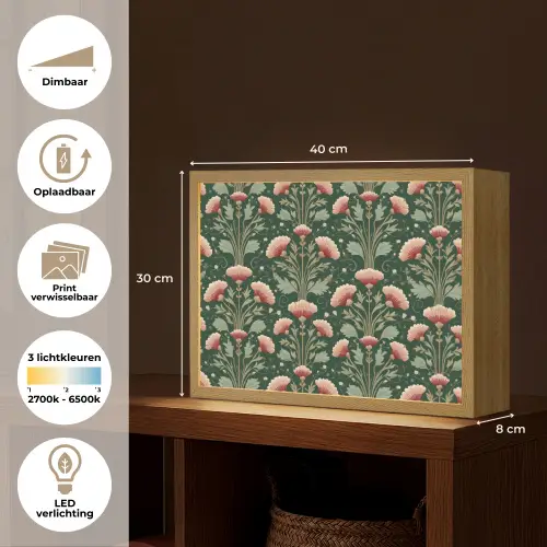 Patroon - Botanisch - Kleurrijk Light Box met batterij (Wandlamp) middel 907 -USP_websiteoverzichtNL