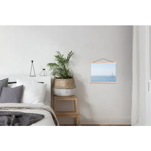 Horizon - Zeilboot - Zee textielposter latten blank klein -woonkamer