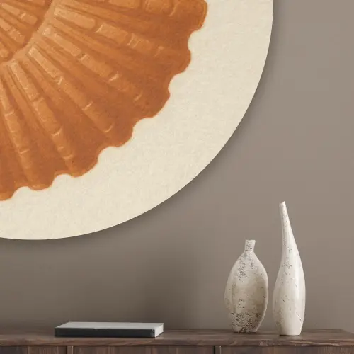 Schelp - Oranje - Ribbels Akoestische PET Vilt - Rond klein -sfeer5_closeup
