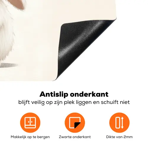 Konijn - Muts - Oren - Beige Inductie beschermer vinyl 3mm klein -zzzzzzz-td-onderkant