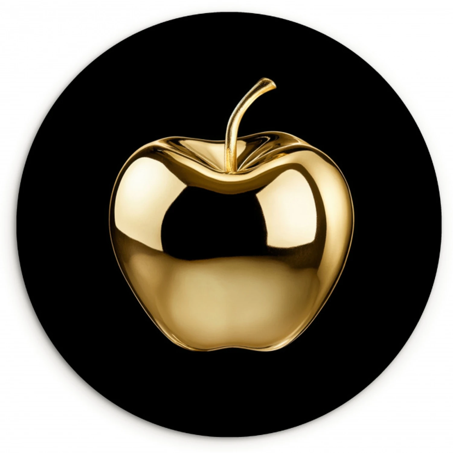 Appel - Goud - Chrome - Zwart KitchenYeah - Keuken - Wandcirkel Forex klein -3d