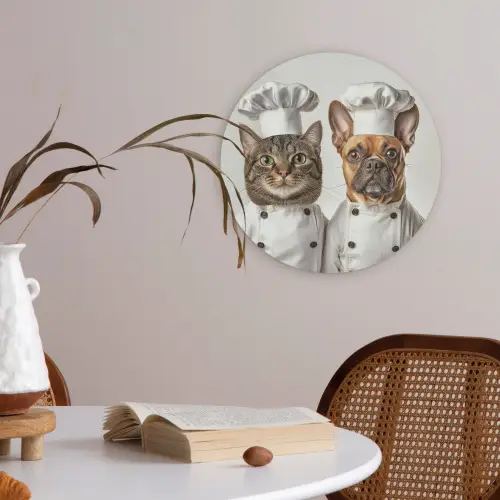 Kat - Hond - Kokskleding Akoestische PET Vilt - Rond klein -sfeer3