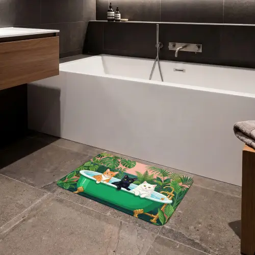 Badkamer - Kattenparade - Kleurrijk Badmat klein -sfeer3