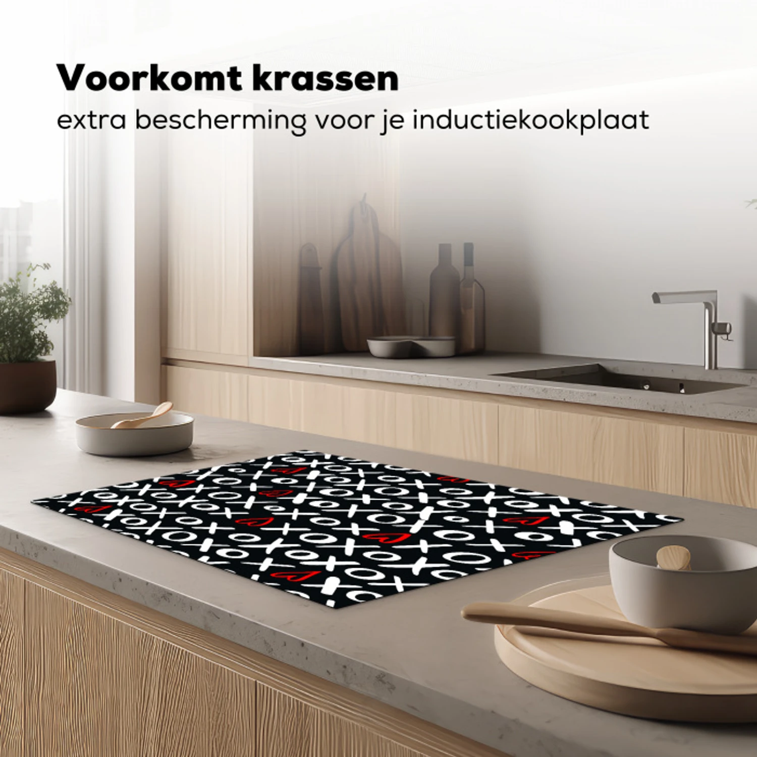 Tekens - Wit - Zwart Inductie beschermer vinyl 3mm klein 276 -sfeer1