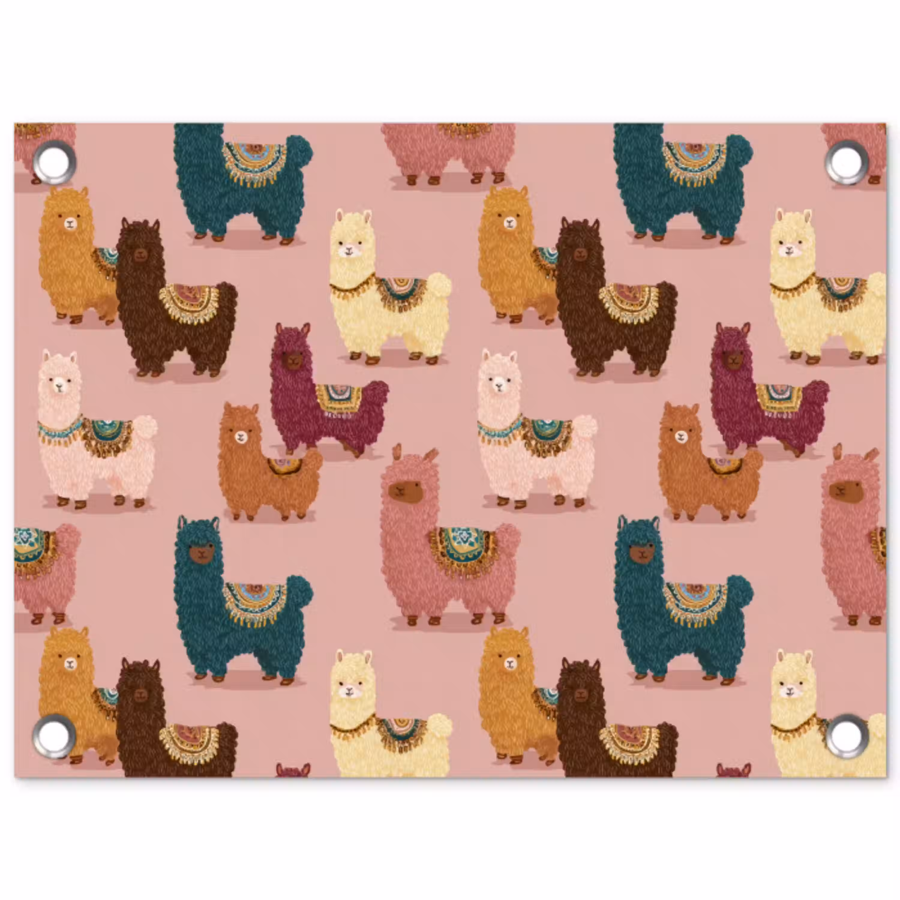 Alpaca's - Patroon - Kleurrijk tuinposter los doek klein 239 -3d