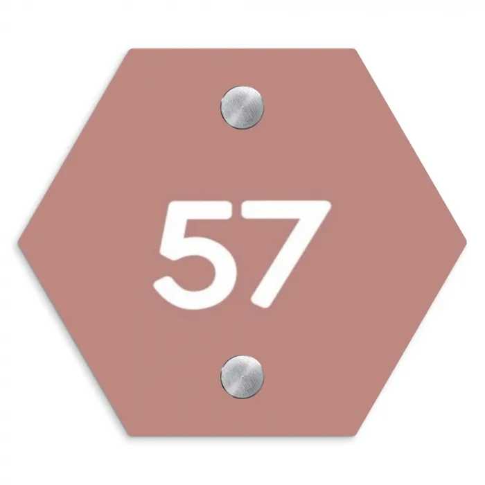 Effen oudroze - Traditioneel Naambord Hexagon klein -3d