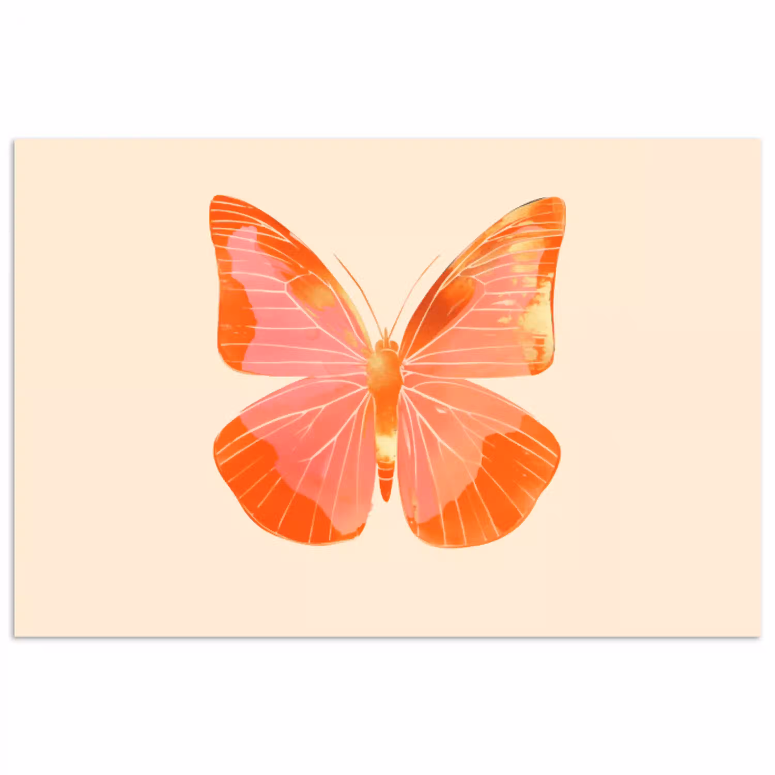 Vlinder - Minimalistisch - Roze poster papier klein -3d