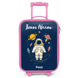 Astronaut - Planeet - Sterren - Raket Kinderkoffer - Roze klein -zz3dotto