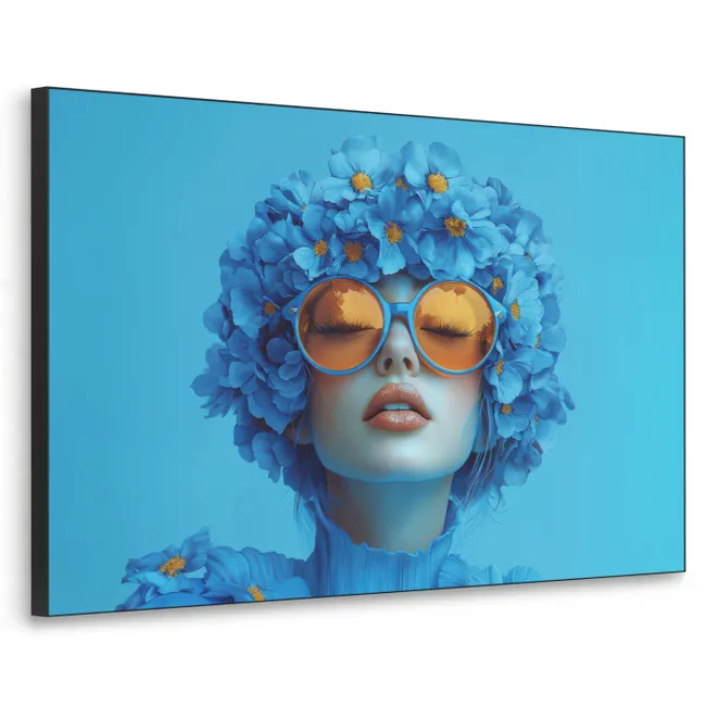 Art frame - Vrouw - Bloem - Blauw - Modern - Bril - Portret