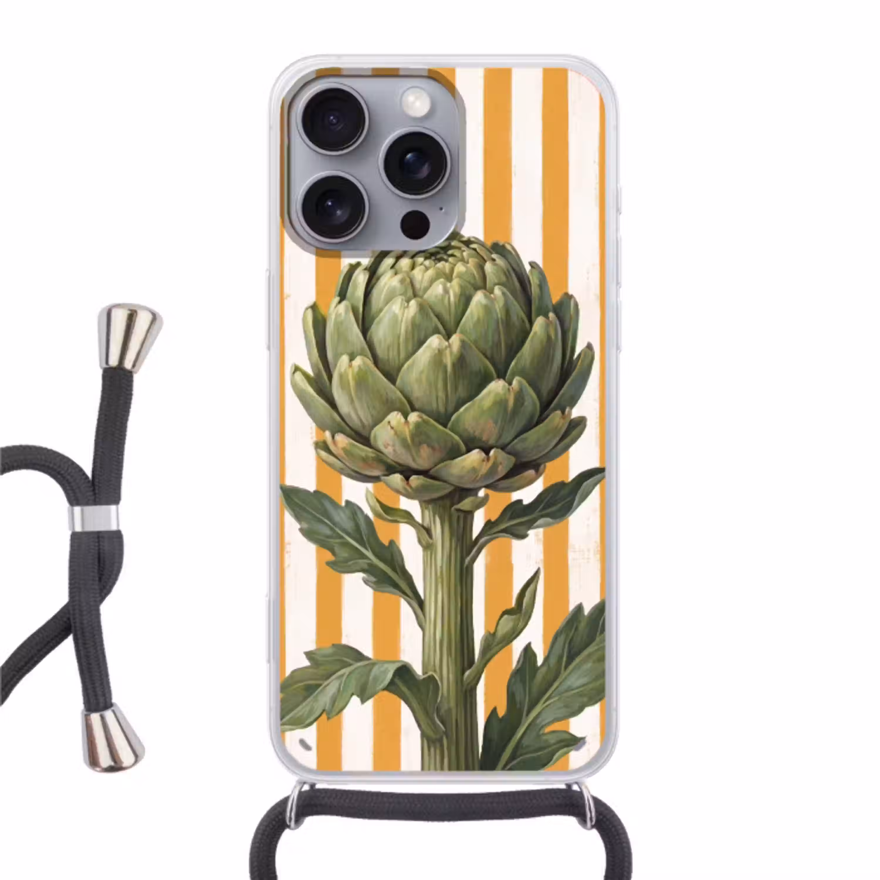 Artisjok - Modern - Groente Hoesje iPhone 16 Pro Max met koord klein -3d
