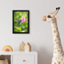 Kolibrie - Bloem - Natuur - Groen fotolijst zwart zonder passe partout klein -usfeer4_kinderkamer