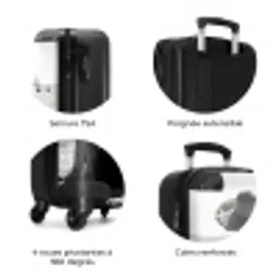 Zonnehoed - Strand - Zwart - Wit NBS - Handbagage koffer - Volwassenen Unisex middel zzzzzzzbolletjes_FR