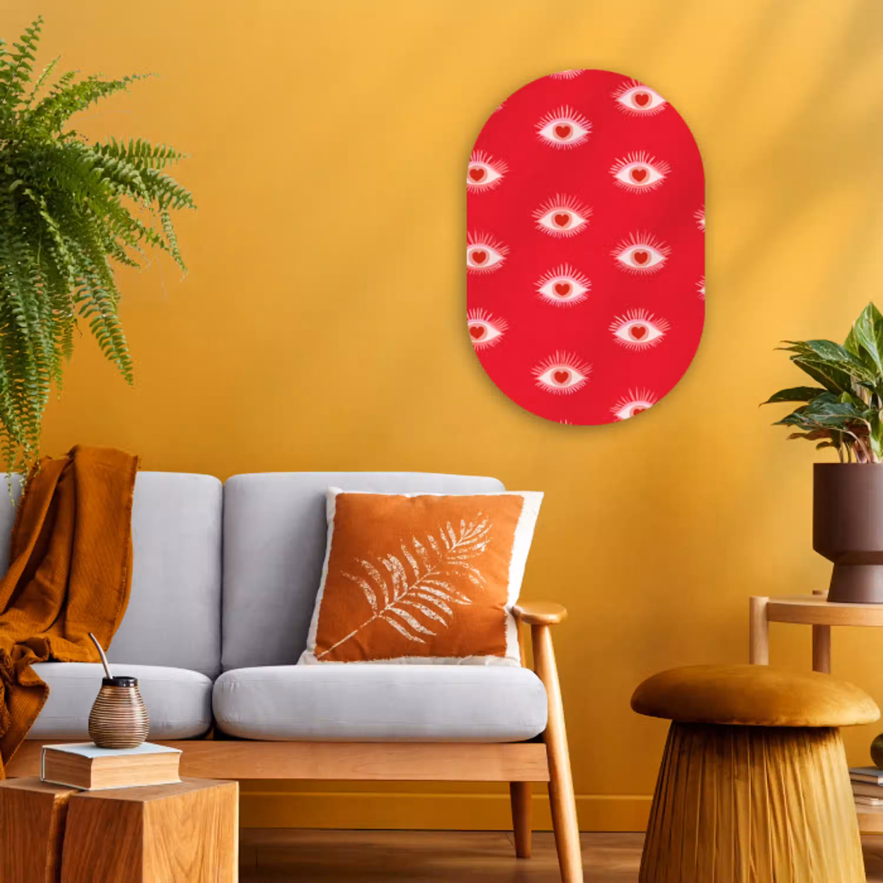 Ogen - Hart - Abstract - Rood - Roze Wandcirkel Ovaal Forex klein 630 -sfeer4