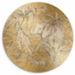 Jungle - Kinderen - Goud - Kinderen - Dieren Wandcirkel kunststof plaat 5mm dik klein -3d