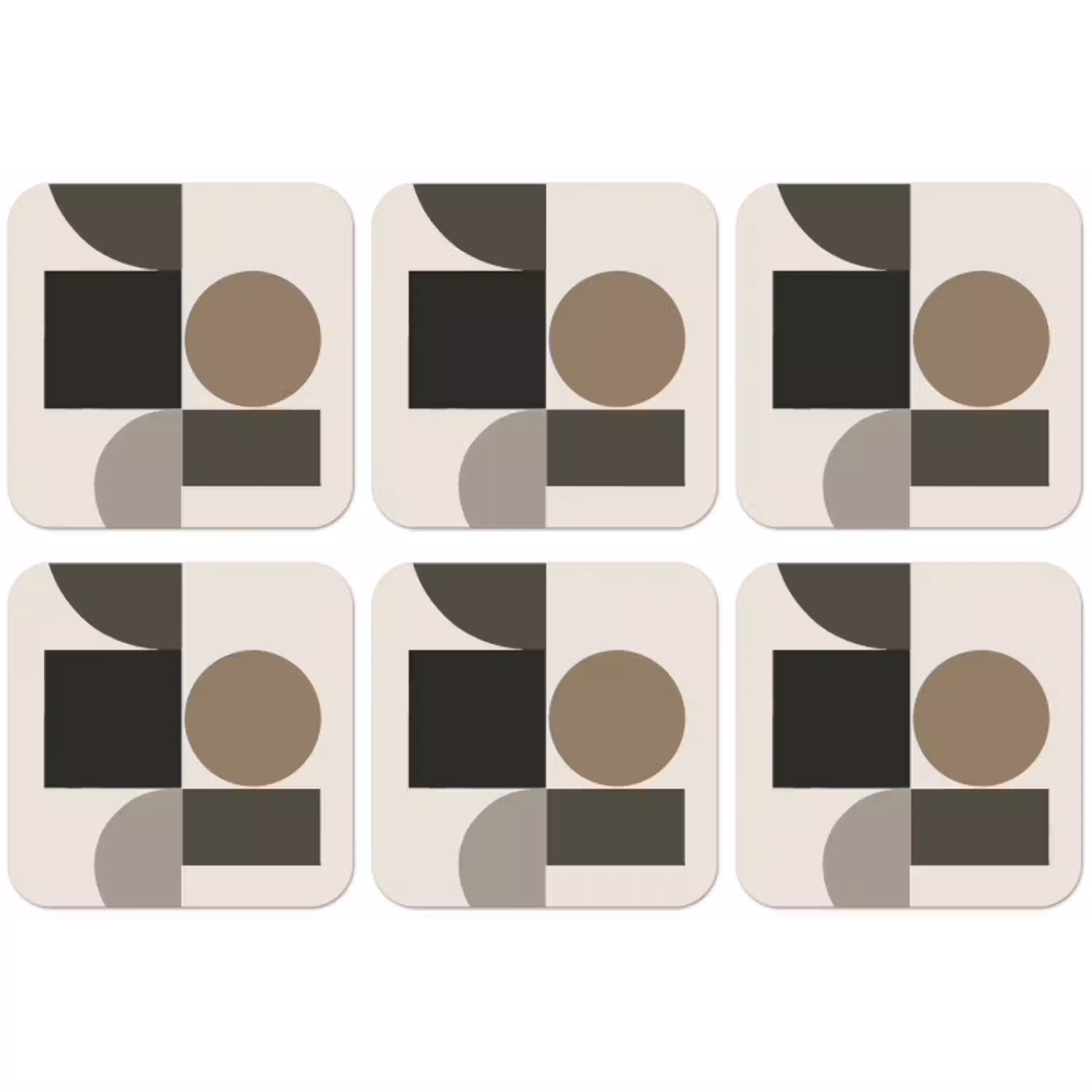 Aardetinten - Abstracte compositie - Eenvoudige vormen onderzetter kurk middel -zkaufland3dotto