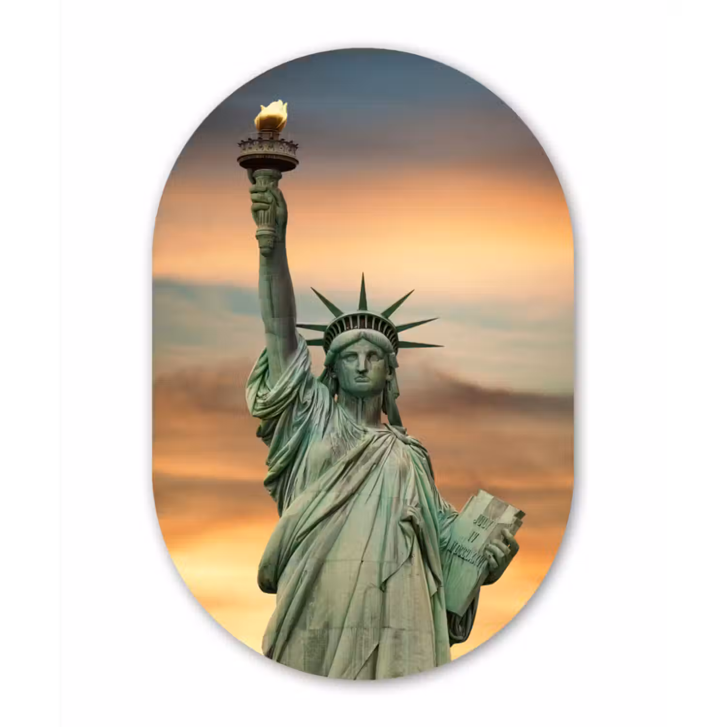 Muurovaal - New York - Vrijheidsbeeld - Zonsondergang