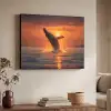 Walvis - Zon - Zee Textielframe zwart klein -sfeer3
