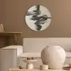 Golven - Penseelstreken - Beige - Minimalistisch Akoestische PET Vilt - Rond klein -sfeer1