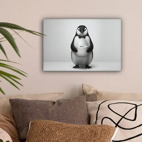 Pinguïn - WC rol - Wit canvas 2cm klein -sfeer1