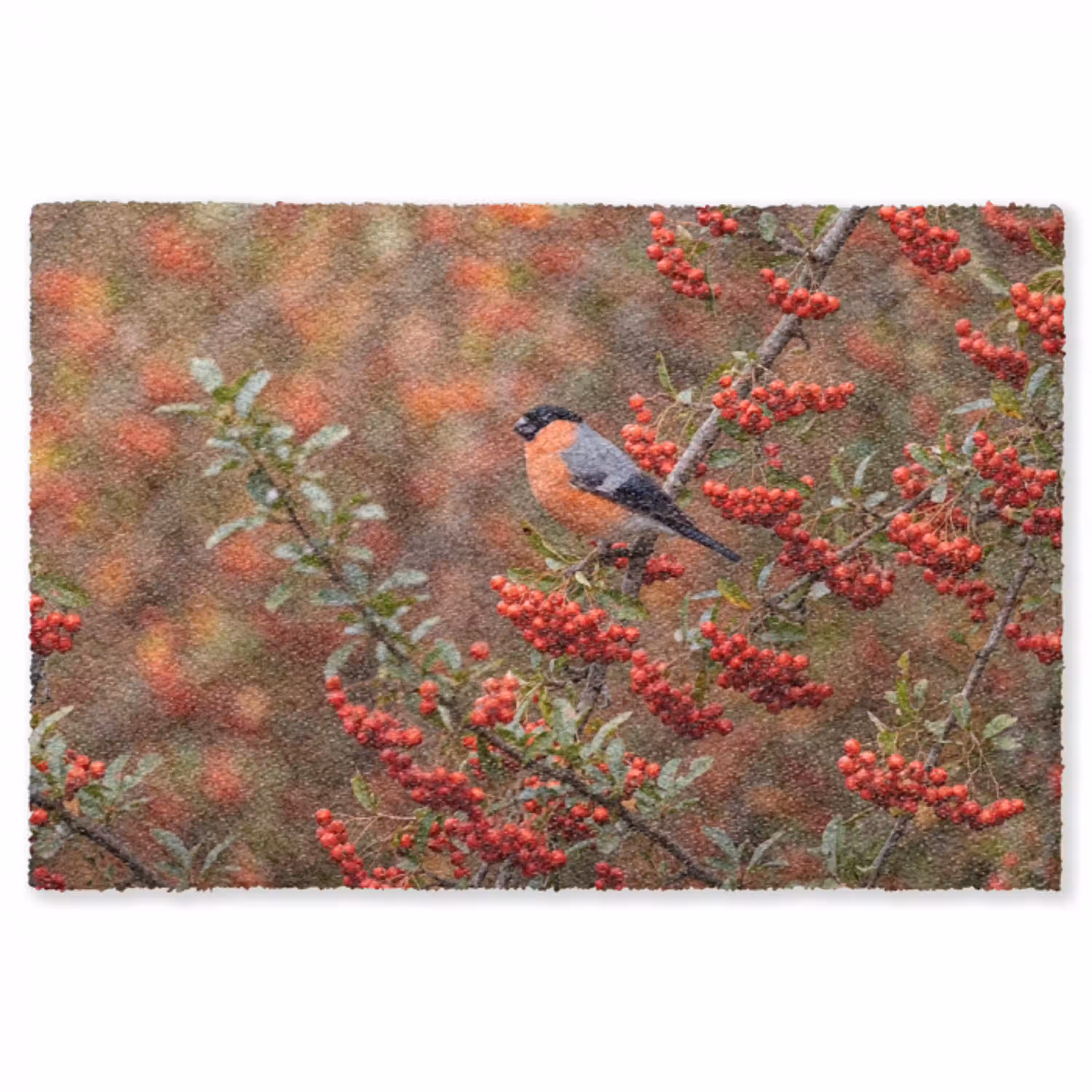 Goudvink - Bessen - Herfst - Natuur - Kleurrijk Vloerkleed Rechthoek klein -3d