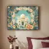 Taj Mahal - Ramadan - Bloemen - Islamitische Textielframe zwart klein -sfeer1
