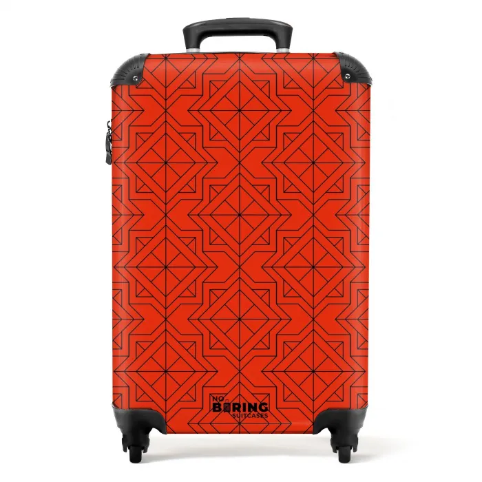 Patronen - Geometrisch patroon op oranje NBS - Handbagage koffer - Kinderen Unisex middel -productfoto_recht