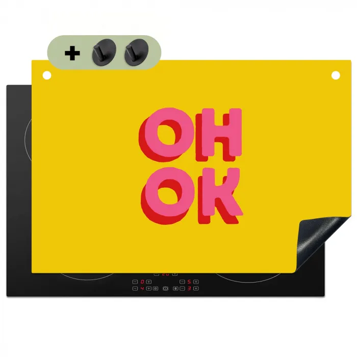 Oh ok - 3D - Geel - Roze Inductie beschemer met haakjes klein -3d