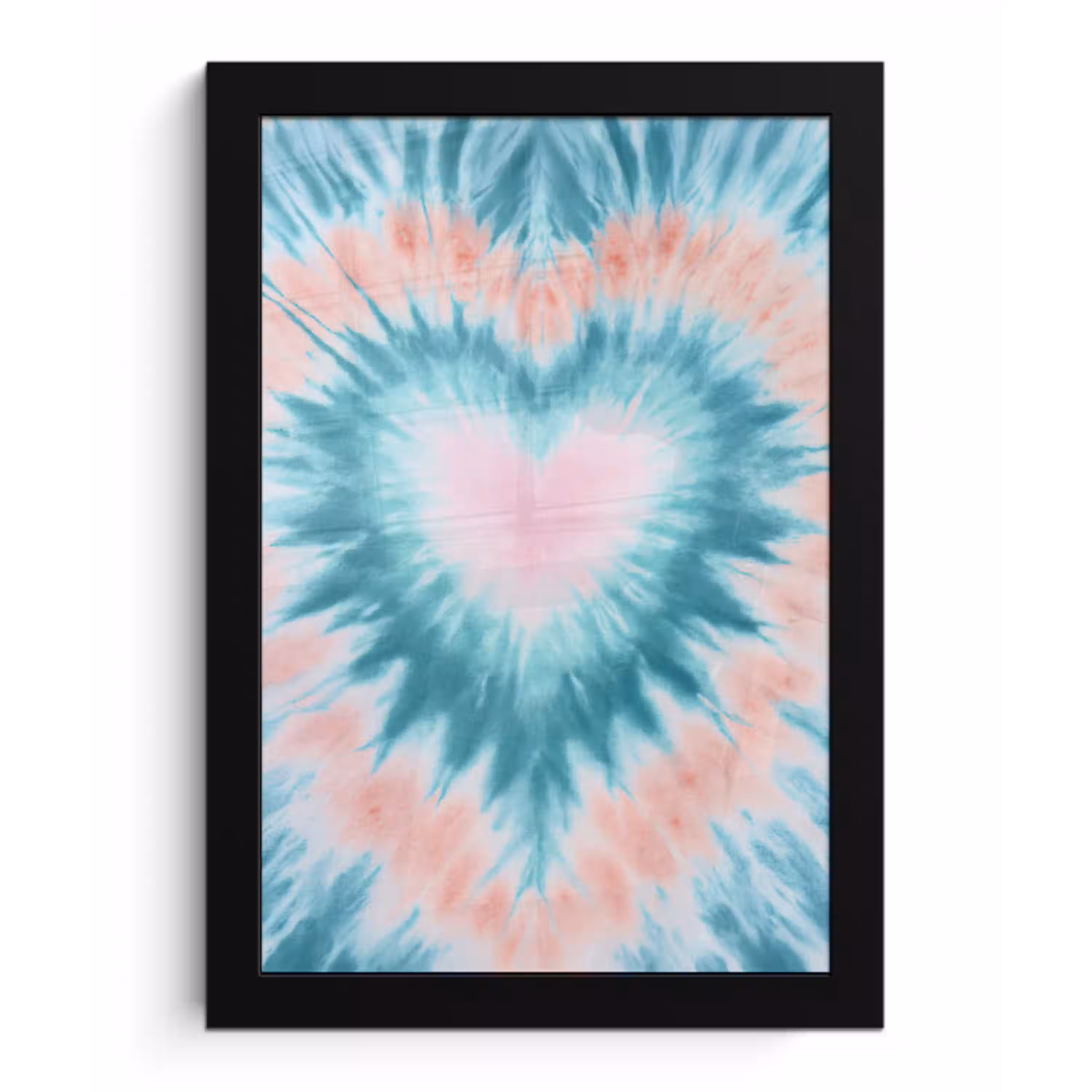 Hartvormig - Tie dye - Pasteltinten - Lichtgroen fotolijst zwart zonder passe partout klein -3d