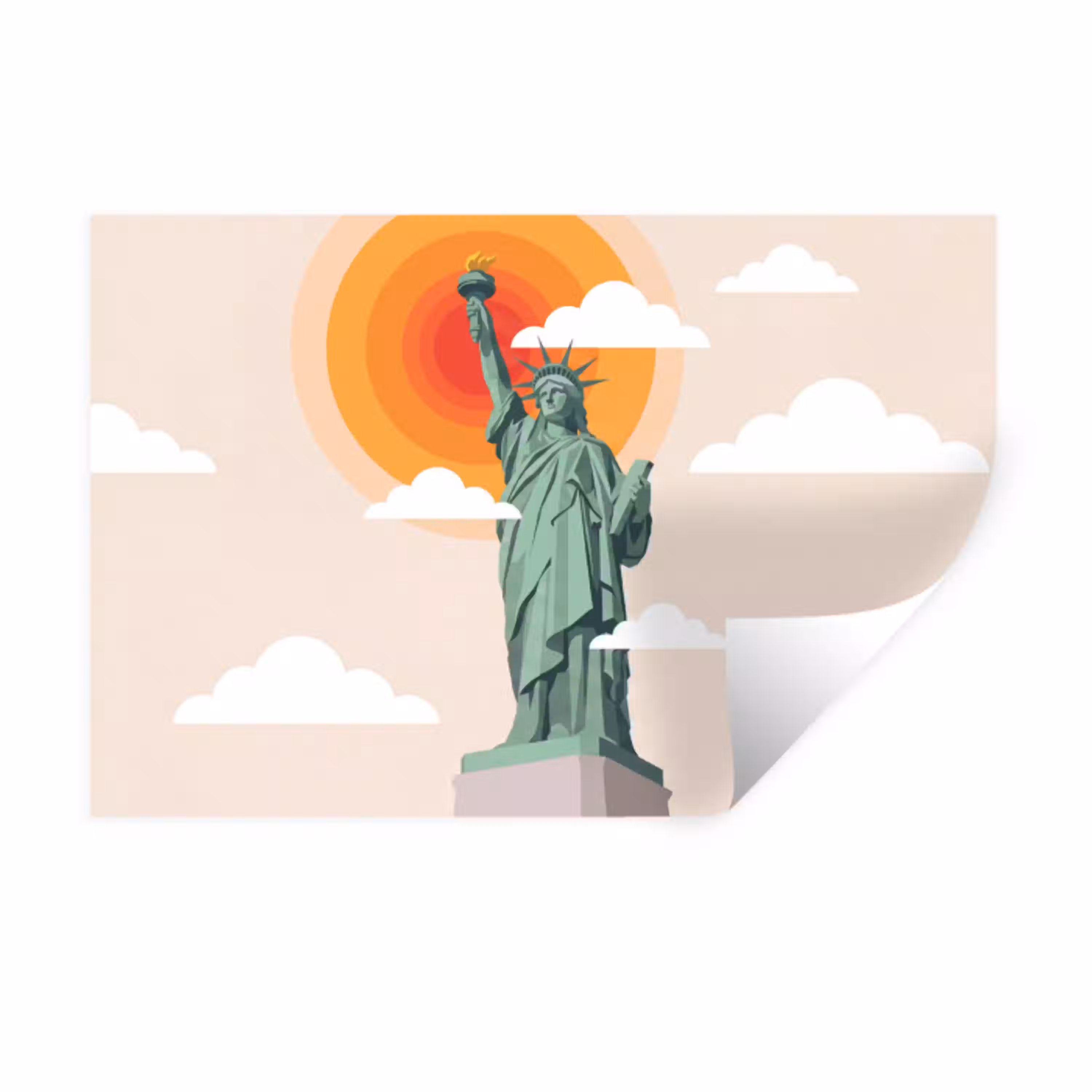 Vrijheidsbeeld - New York - Zon - Modern Muursticker klein -3d