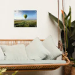 Groene luchtballon - Weide - bloemen tuinposter los doek klein -sfeer7
