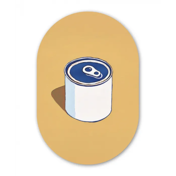 Blikje - Minimalistisch - Blauw - Illustratie Wandcirkel Ovaal Glas middel -3d