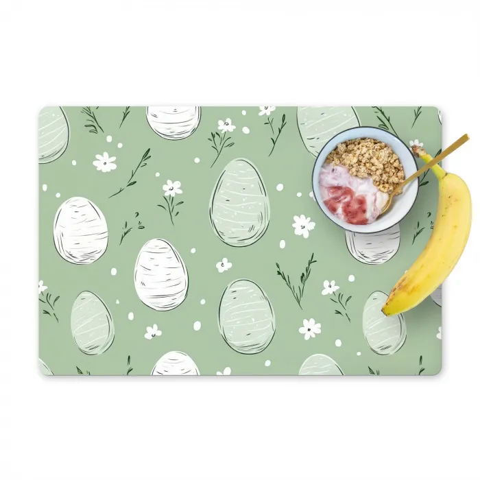 Groen - Eieren - Patroon Placemat vinyl groot -zzzproduct_Kitchenyeah-website