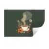 Kop - Bloemen - Groen - Koffie Muursticker klein -3d